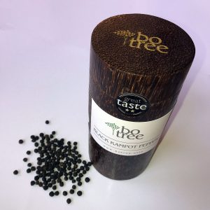 BoTree Kampot Black Pepper in hand crafted Sugar Palm Wood box, 100g