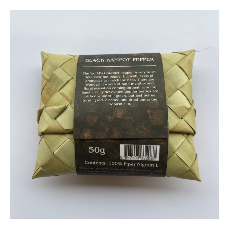 BoTree Kampot Black Pepper in Palm Leaf pouch, 50g