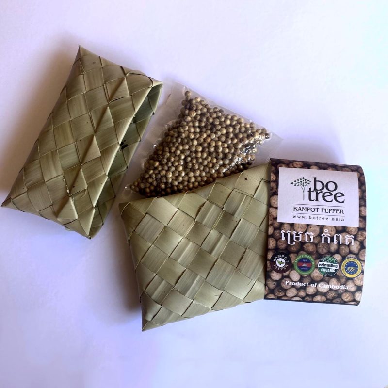 BoTree Kampot White Pepper in Palm Leaf Pouch, 50g