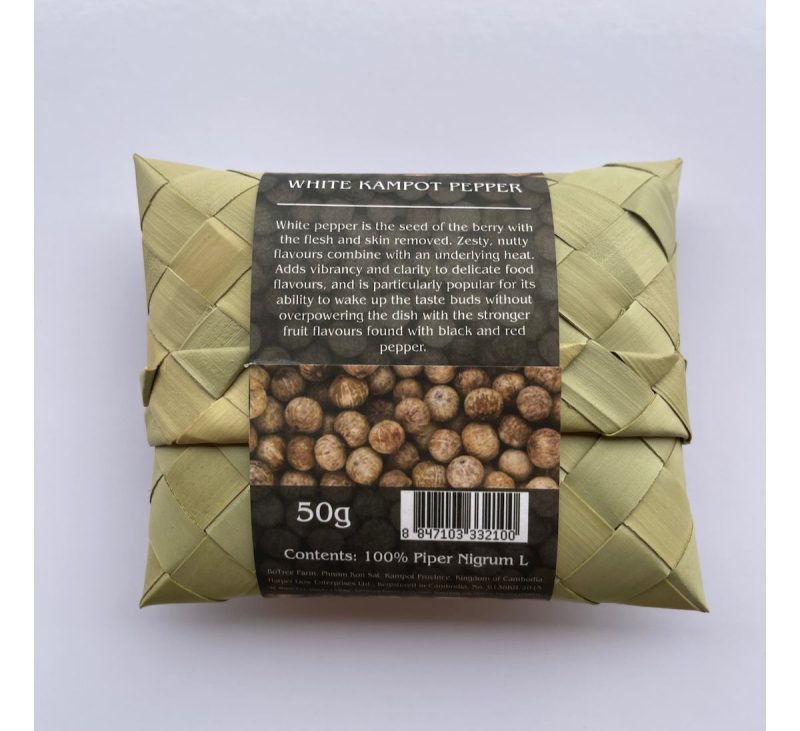 BoTree Kampot White Pepper in Palm Leaf Pouch, 50g